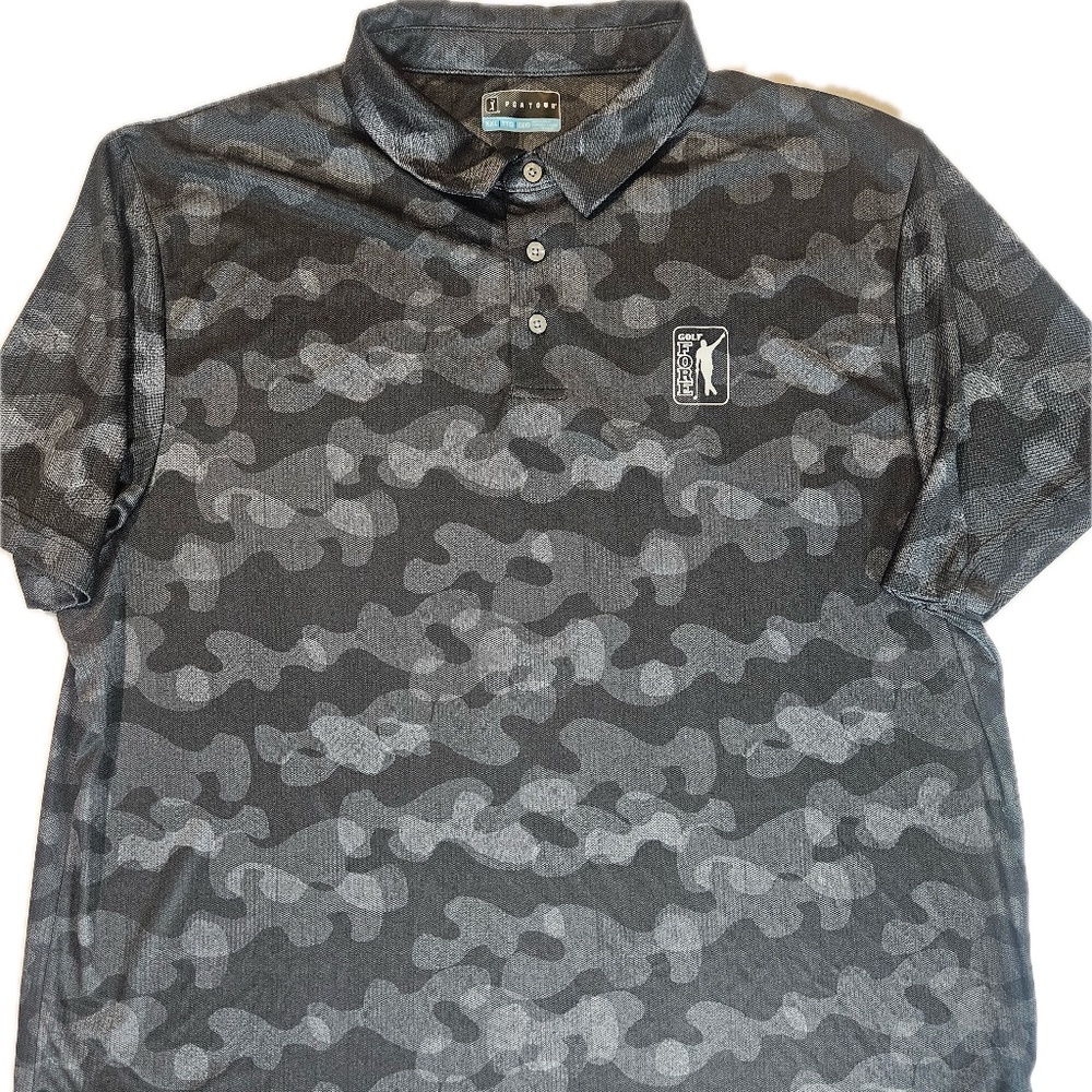 PGA Tour Polo Shirt Mens‎ 2XL Camo Golf Performance Moisture Wicking Polyester